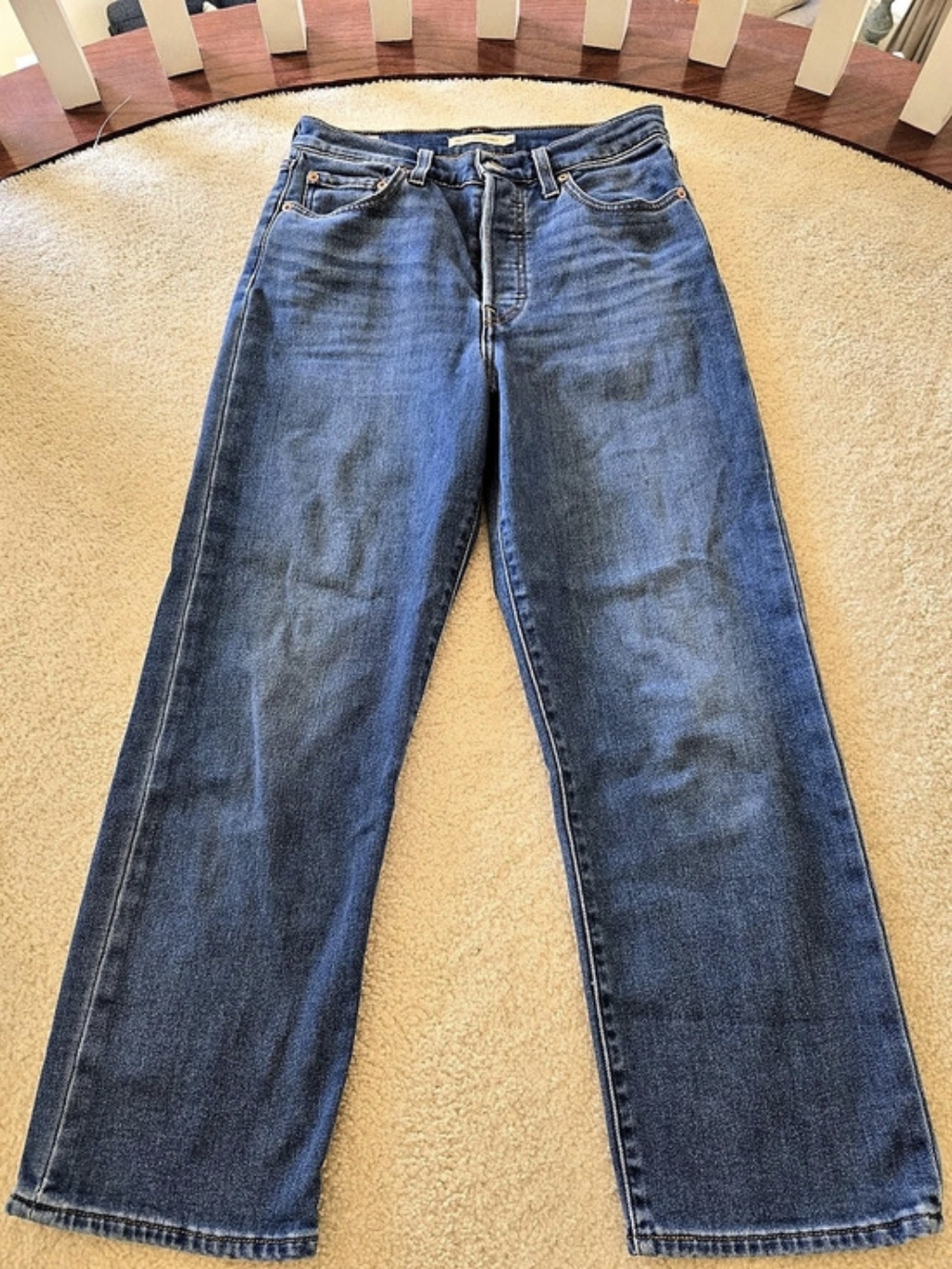 Levi's Ribcage Straight Ankle Jeans Blue Waist 28
